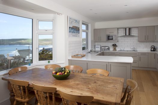 Sea view from Penroy, a self-catering holiday home in Polzeath, North Cornwall