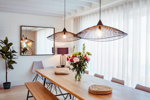 Dining room at Chyanna, a luxury, self-catering holiday home in Polzeath, North Cornwall