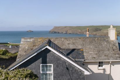 View out to sea from above Ivy Cottage, a self-catering holiday cottage above Polzeath beach, North Cornwall
