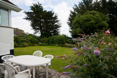 Patio at Little Riggs, a self-catering holiday home in Rock, North Cornwall