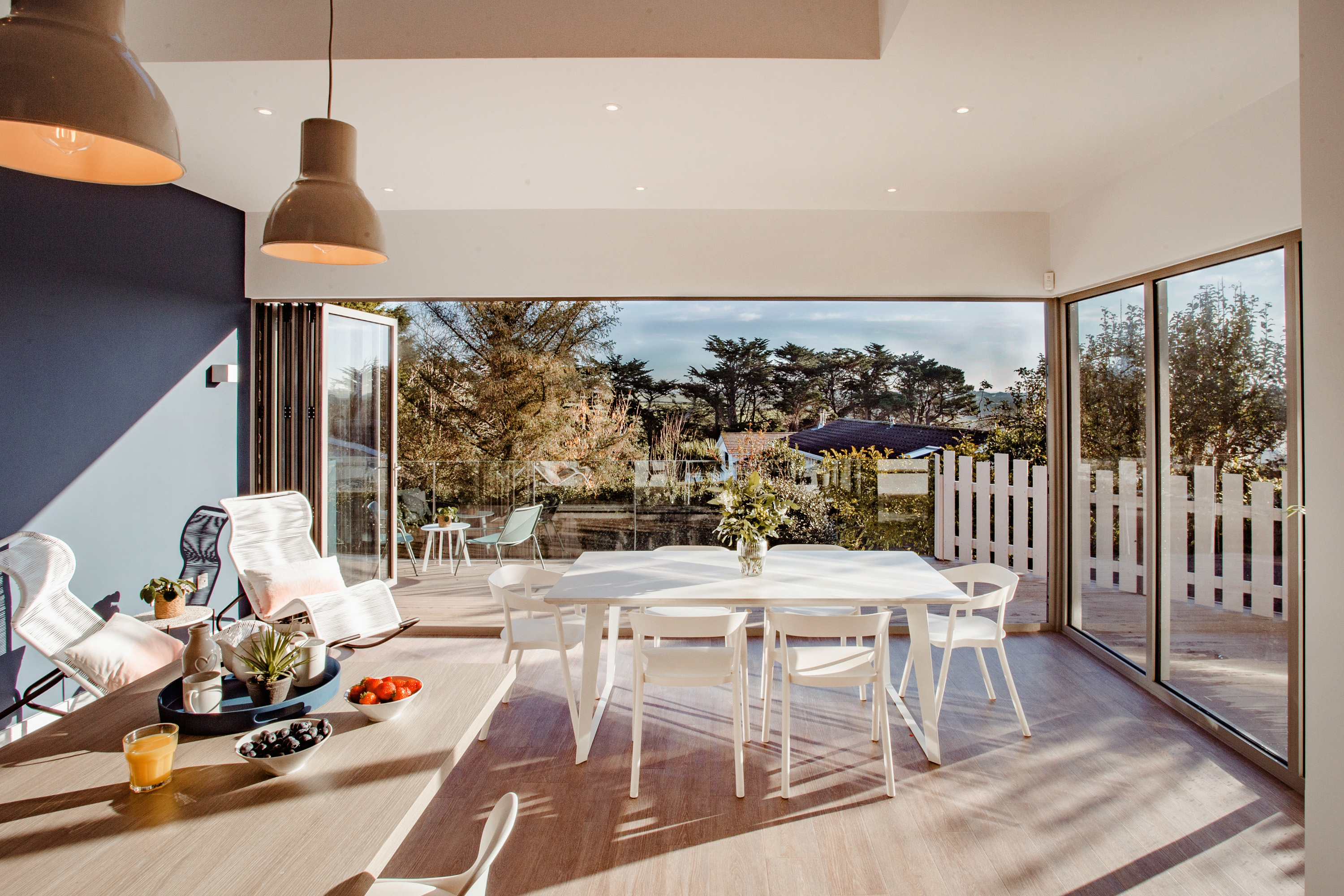 Social spaces at Lowena, a self-catering holiday home in Polzeath, North Cornwall