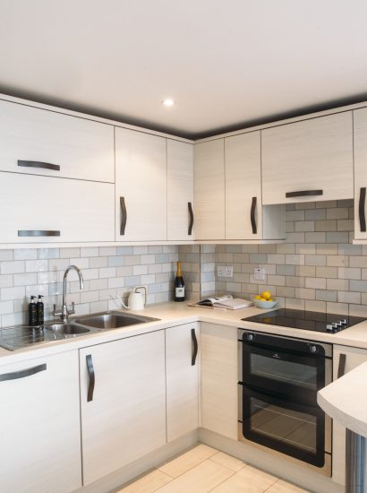 Kitchen at No 5 Tregales, a self-catering holiday apartment in New Polzeath, North Cornwall.