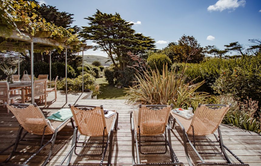 Sun deck at Skylarks, a self-catering holiday home above Daymer Bay, North Cornwall