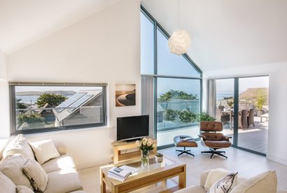 Living spaces in The Penthouse, a luxury apartment in New Polzeath, North Cornwall