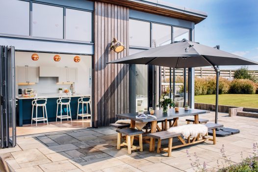 Patio at Tregarthen, a self-catering holiday home in New Polzeath, North Cornwall