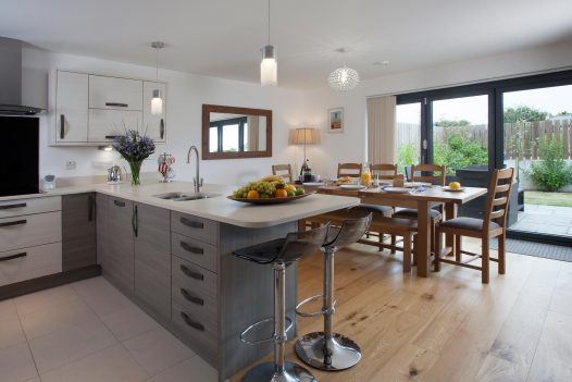 Kitchen and dining room at Clifden, a self-catering holiday home in New Polzeath, North Cornwall